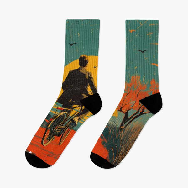 Item preview, Riding Through Life With You | Vintage Couples Cycling Art | Retro Sunset Love designed and sold by CrunchyGoats.