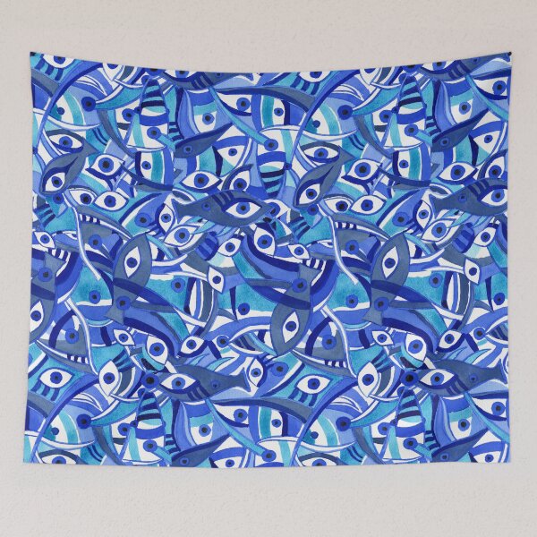 Item preview, Gorgeous Magic Eye Blue Beach Theme Pattern Watercolor  designed and sold by Irina Sztukowski.