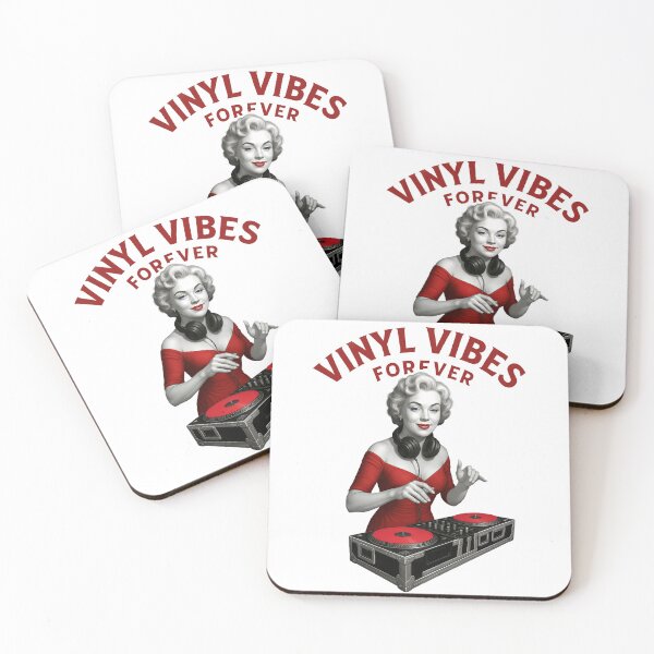 Item preview, Vinyl Vibes Forever – Retro Pin-Up DJ Art in Grayscale Cinema Style designed and sold by averagejoekster.