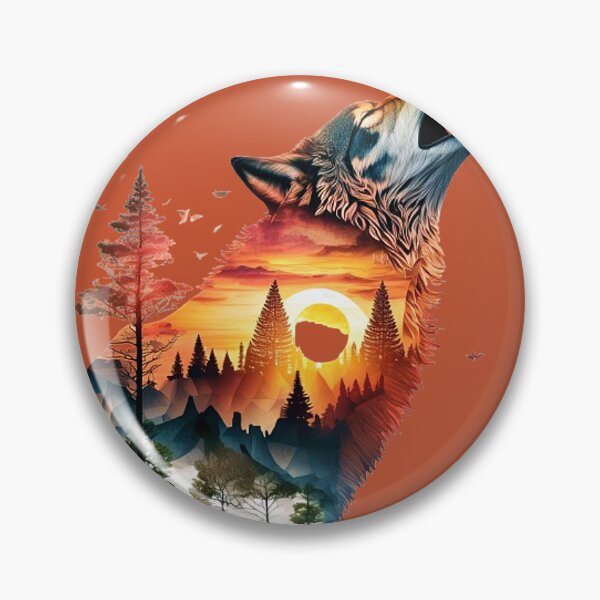 Item preview, Wolf and Sunset Wilderness Art – Spirit of the Wild Double Exposure Design designed and sold by ActiveOutdoorLiving.