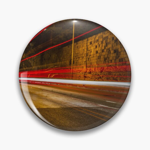 Item preview, Night Street With Light Trails Along Historic Stone Wall, Tunnel Arch, and Street Scene designed and sold by Nmallia.