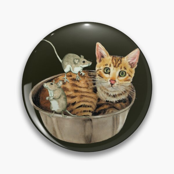 Item preview, Bengal Kitten in Bowl with Two Mice, Illustration designed and sold by JoyfulWhimsy.