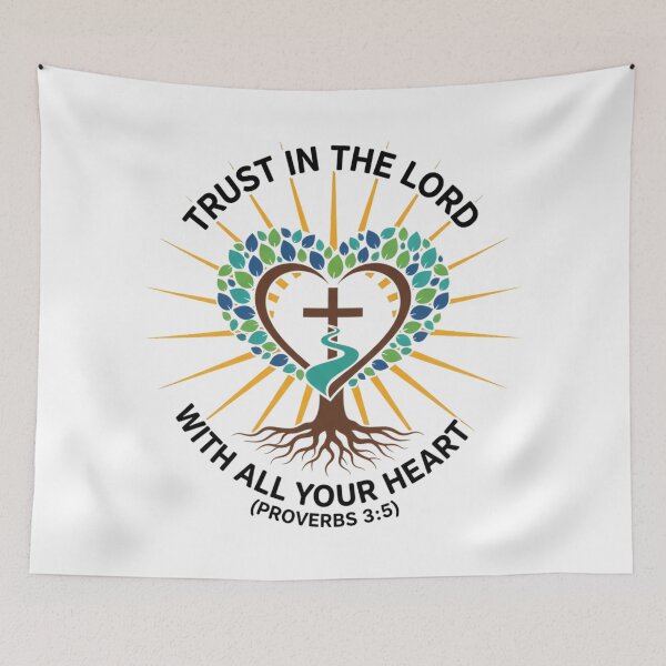 Item preview, Proverbs 3:5 Heart Tree Cross Christian Quote Design. designed and sold by loveandlightrb.
