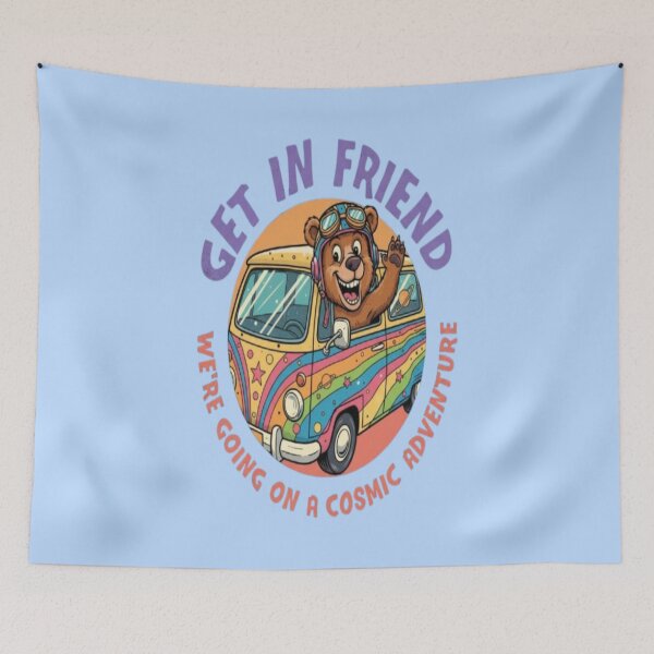Item preview, Cosmic Adventure Bear Retro Van | Hippie Road Trip designed and sold by creativerooney.