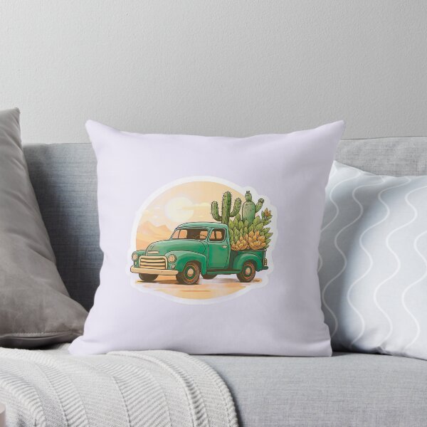 Item preview, Desert Haul: Vintage Green Truck with Succulents designed and sold by ArteeInnovation.