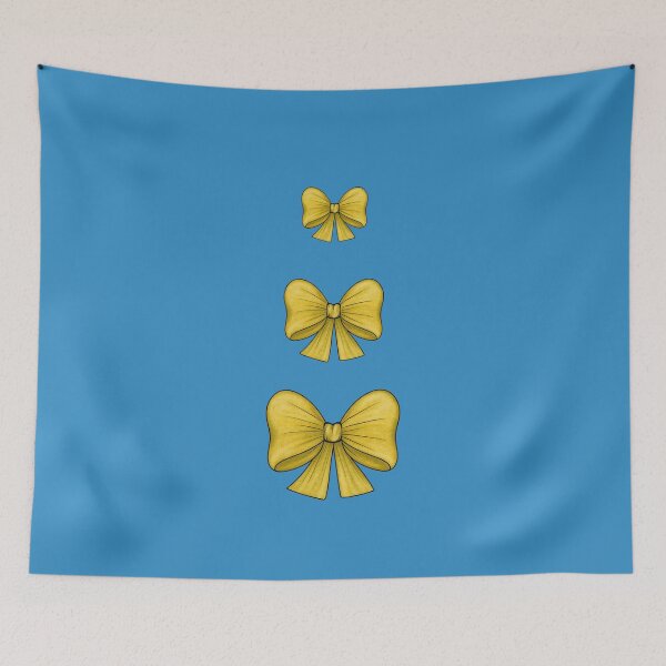 Item preview, Yellow bows on a blue background designed and sold by Cherevan.