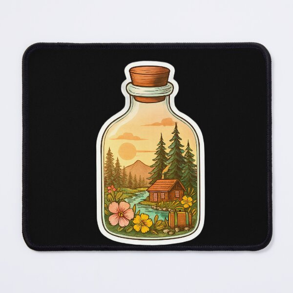 Item preview, Bottled Serenity Cabin by the River at Sunset designed and sold by ArteeInnovation.