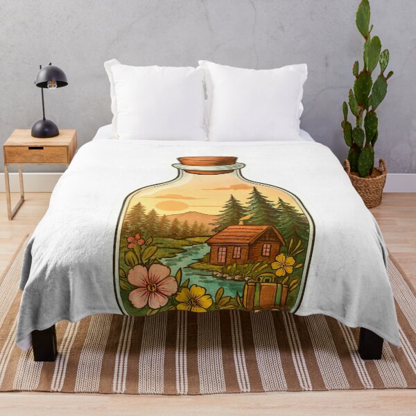 Item preview, Bottled Serenity Cabin by the River at Sunset designed and sold by ArteeInnovation.