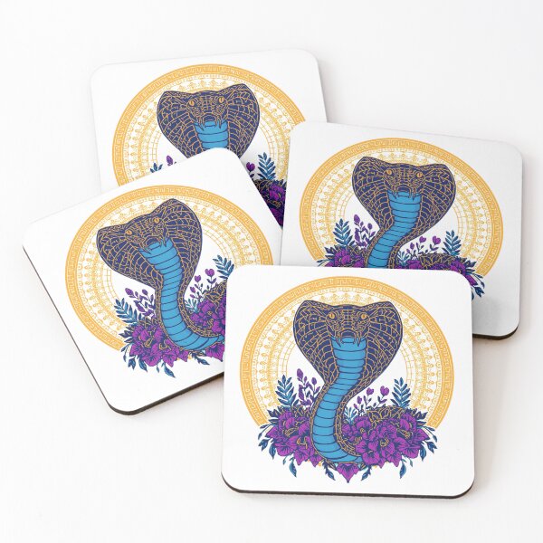 Item preview, Modern Neon Cobra | Dark Blue Serpent with Yellow Lines and Purple Flowers designed and sold by Naturalite19.
