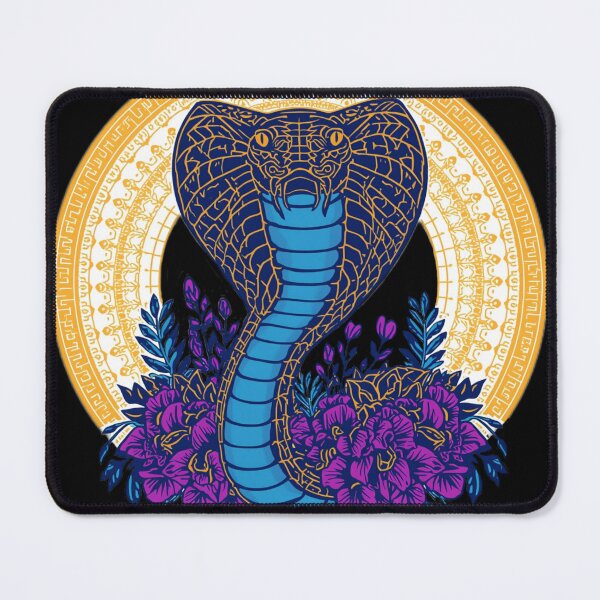 Item preview, Modern Neon Cobra | Dark Blue Serpent with Yellow Lines and Purple Flowers designed and sold by Naturalite19.