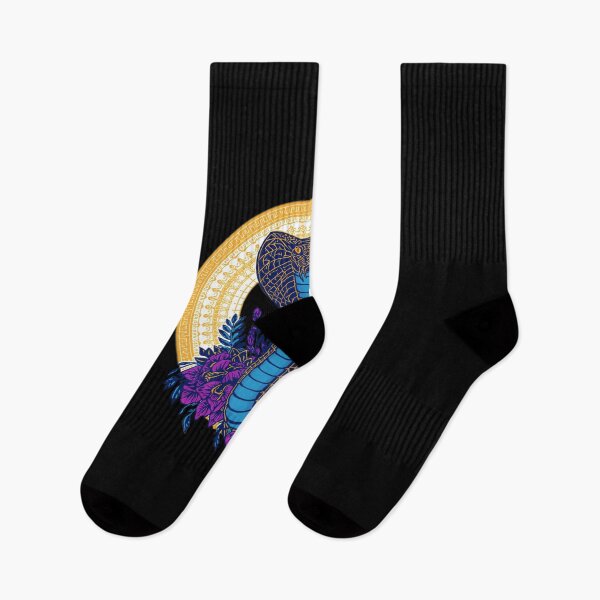 Item preview, Modern Neon Cobra | Dark Blue Serpent with Yellow Lines and Purple Flowers designed and sold by Naturalite19.