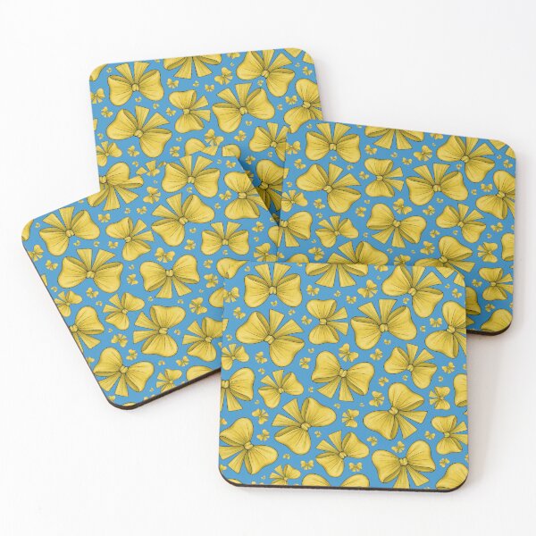 Item preview, Pattern of yellow bows on a blue background designed and sold by Cherevan.