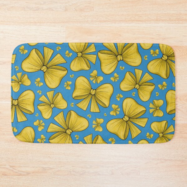 Item preview, Pattern of yellow bows on a blue background designed and sold by Cherevan.