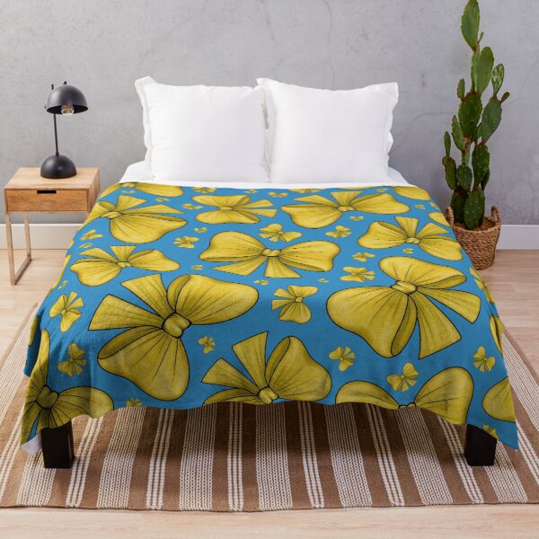 Item preview, Pattern of yellow bows on a blue background designed and sold by Cherevan.