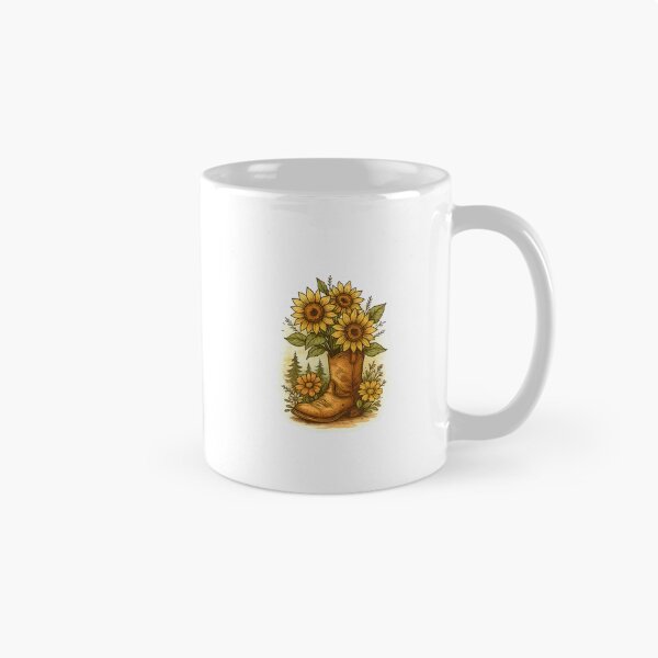Item preview, Rustic Bloom Leather Boot with Sunflowers in the Forest designed and sold by ArteeInnovation.