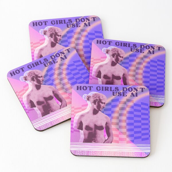 Item preview, Hot Girls Don't Use AI, Vaporwave Anti-AI designed and sold by bubblegumpigeon.