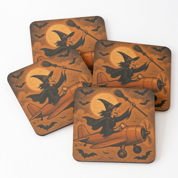 Item preview, witch pilot Halloween art for hallows eve aviators designed and sold by PilotandPlane.