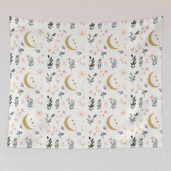 Item preview, Botanical Moon Seamless Pattern — Floral & Celestial Aesthetic Design designed and sold by TheArtisticPres.