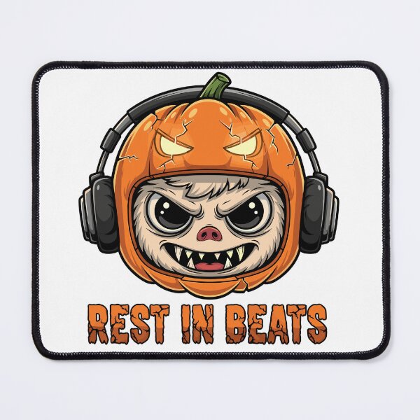 Item preview, Rest in Beats – Halloween DJ Pumpkin Monster Mascot designed and sold by pixelprodigy04.