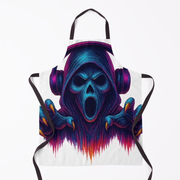 Item preview, Halloween Neon Ghost with Headphones Cyberpunk Style designed and sold by LilMissNoRules.