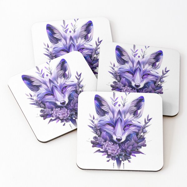 Item preview, Violet Fox – Purple Polygonal Fox with Realistic Floral Accents designed and sold by Naturalite19.