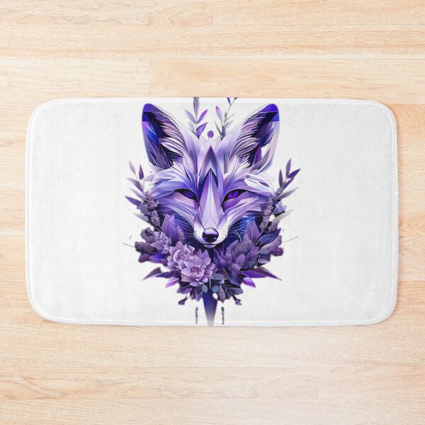 Item preview, Violet Fox – Purple Polygonal Fox with Realistic Floral Accents designed and sold by Naturalite19.
