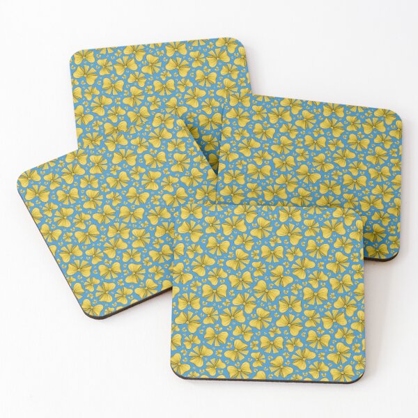 Item preview, Pattern of yellow bows on a blue background designed and sold by Cherevan.
