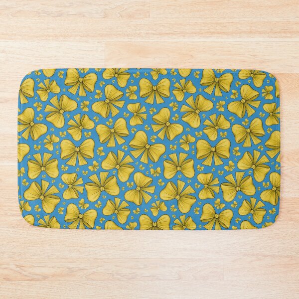Item preview, Pattern of yellow bows on a blue background designed and sold by Cherevan.