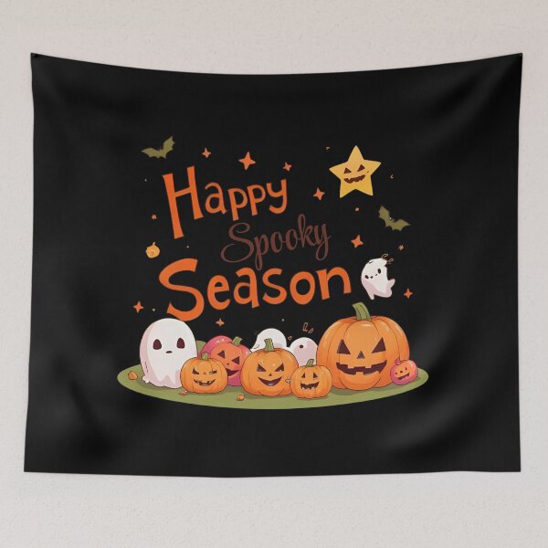 Item preview, Happy Spooky Season Black – Cute Ghosts & Pumpkins Kawaii designed and sold by Dream Magic Co.