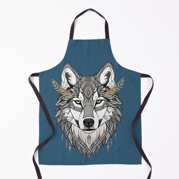 Item preview, Geometric boho wolf 2 grey and gold designed and sold by WildArtIT.