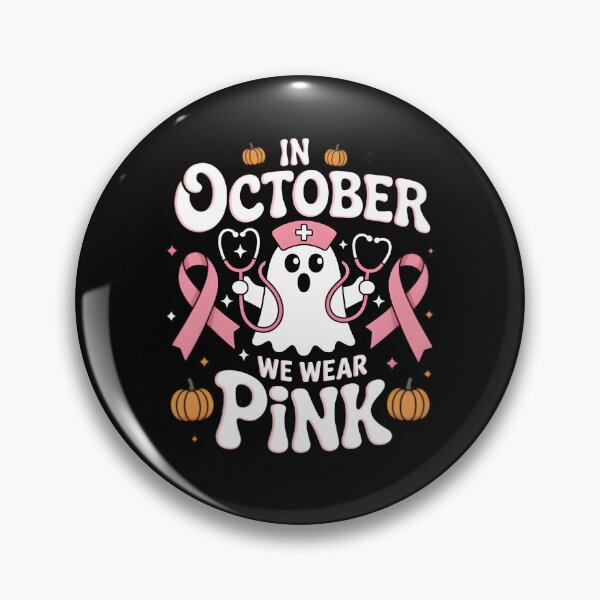 Item preview, In October We Wear Pink Nurse Ghost Halloween 2025 designed and sold by Avenius Graphics.