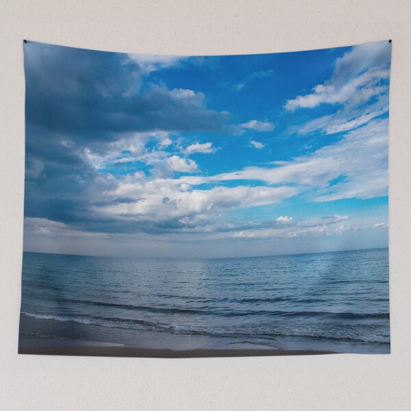 Item preview, Clouds fighting the blue sky over the water designed and sold by KillNFuel.
