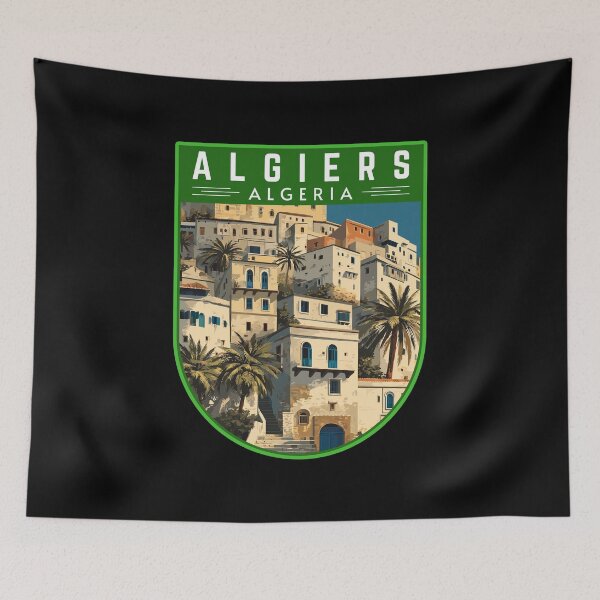 Artikelvorschau, Algier in Algerien, Vintage Reisekunst-Abzeichen entworfen und verkauft von MaateoDesign.