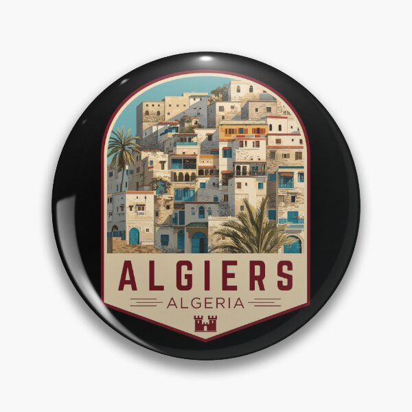 Item preview, Algiers in Algeria, Vintage Travel Art Badge designed and sold by MaateoDesign.