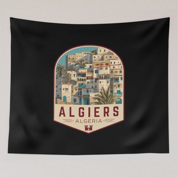Item preview, Algiers in Algeria, Vintage Travel Art Badge designed and sold by MaateoDesign.