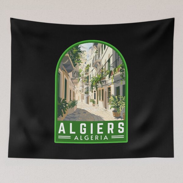 Item preview, Algiers in Algeria, Vintage Travel Art Emblem designed and sold by MaateoDesign.