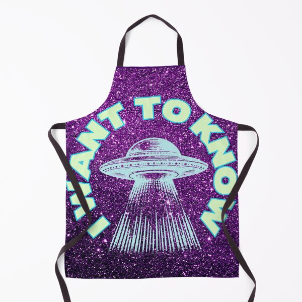 Item preview, I want to know, a flying saucer in purple in blue designed and sold by HowAboutTee.