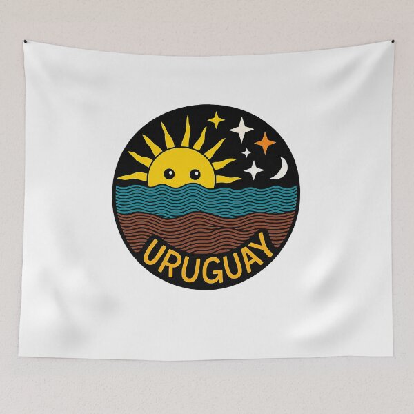 Item preview, Uruguay Retro Sun & Waves Emblem designed and sold by CapyToon.