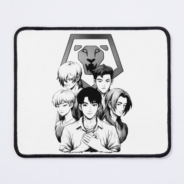 Item preview, Cute Saja Boys illustration with logo (black and white ver) designed and sold by Moonshroomarts.