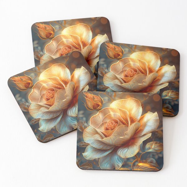 Item preview, Golden Rose on Dark Teal Background – Vibrant Fantasy Floral Art designed and sold by MargaretWiktor.