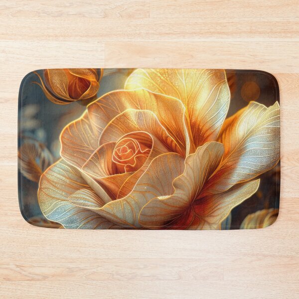 Item preview, Golden Rose on Dark Teal Background – Vibrant Fantasy Floral Art designed and sold by MargaretWiktor.