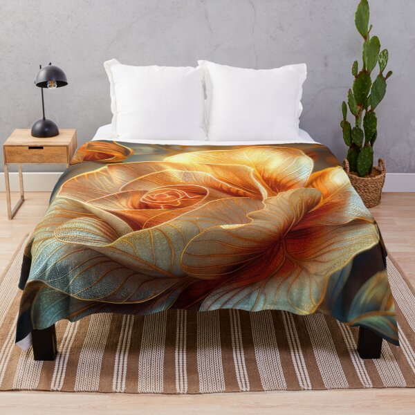 Item preview, Golden Rose on Dark Teal Background – Vibrant Fantasy Floral Art designed and sold by MargaretWiktor.