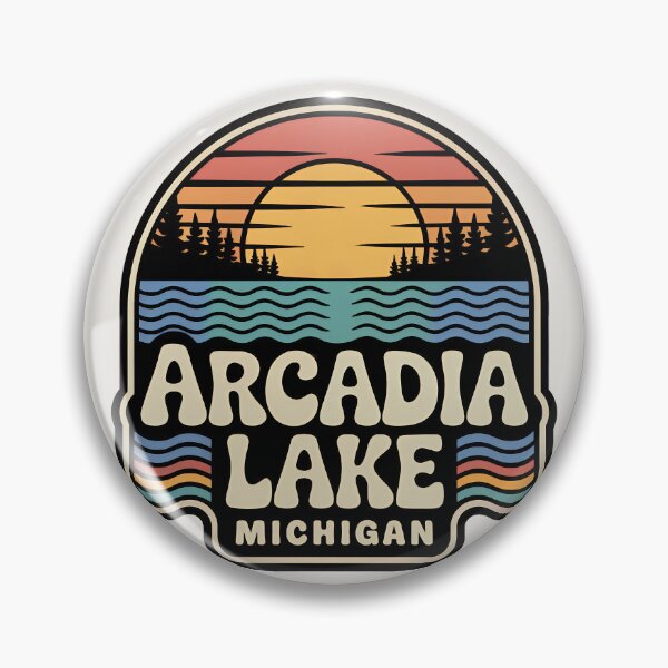 Item preview, Arcadia Lake, Michigan Retro Sunset designed and sold by TheOldMittenIllustrated.