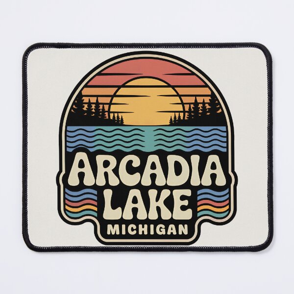Item preview, Arcadia Lake, Michigan Retro Sunset designed and sold by TheOldMittenIllustrated.