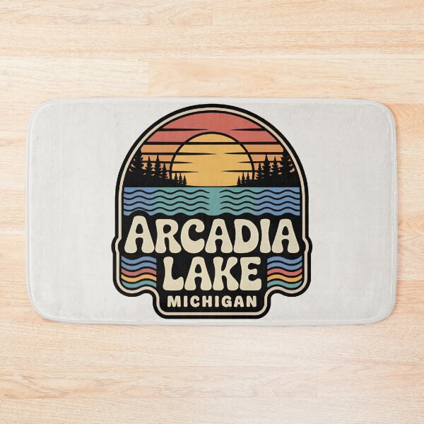 Item preview, Arcadia Lake, Michigan Retro Sunset designed and sold by TheOldMittenIllustrated.