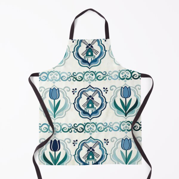 Item preview, Dutch Delft Blue Chinoiserie print design — Dutch Tulips + Windmill designed and sold by Pjotre7.