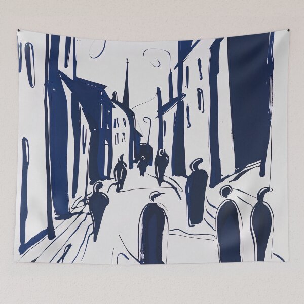 Item preview, Bolton, city - Blue Abstract Art designed and sold by shadow-bloom.