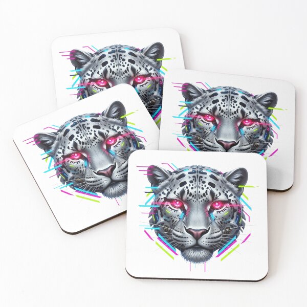 Item preview, Cyber Silver Leopard Charging Through Electric Neon Future designed and sold by Kony83.