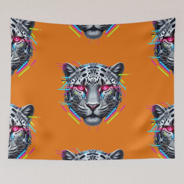 Item preview, Cyber Silver Leopard Charging Through Electric Neon Future designed and sold by Kony83.