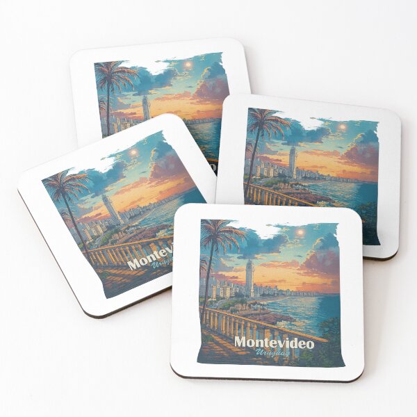Item preview, Montevideo Uruguay Sunset Coastline – Vintage Travel Poster designed and sold by CapyToon.